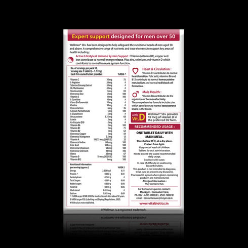 Vitabiotics Wellman 50+